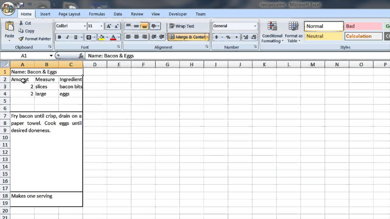 How To Create A Recipe Template In Word & Excel : Computer Tips With Regard To How To Create A Book Template In Word