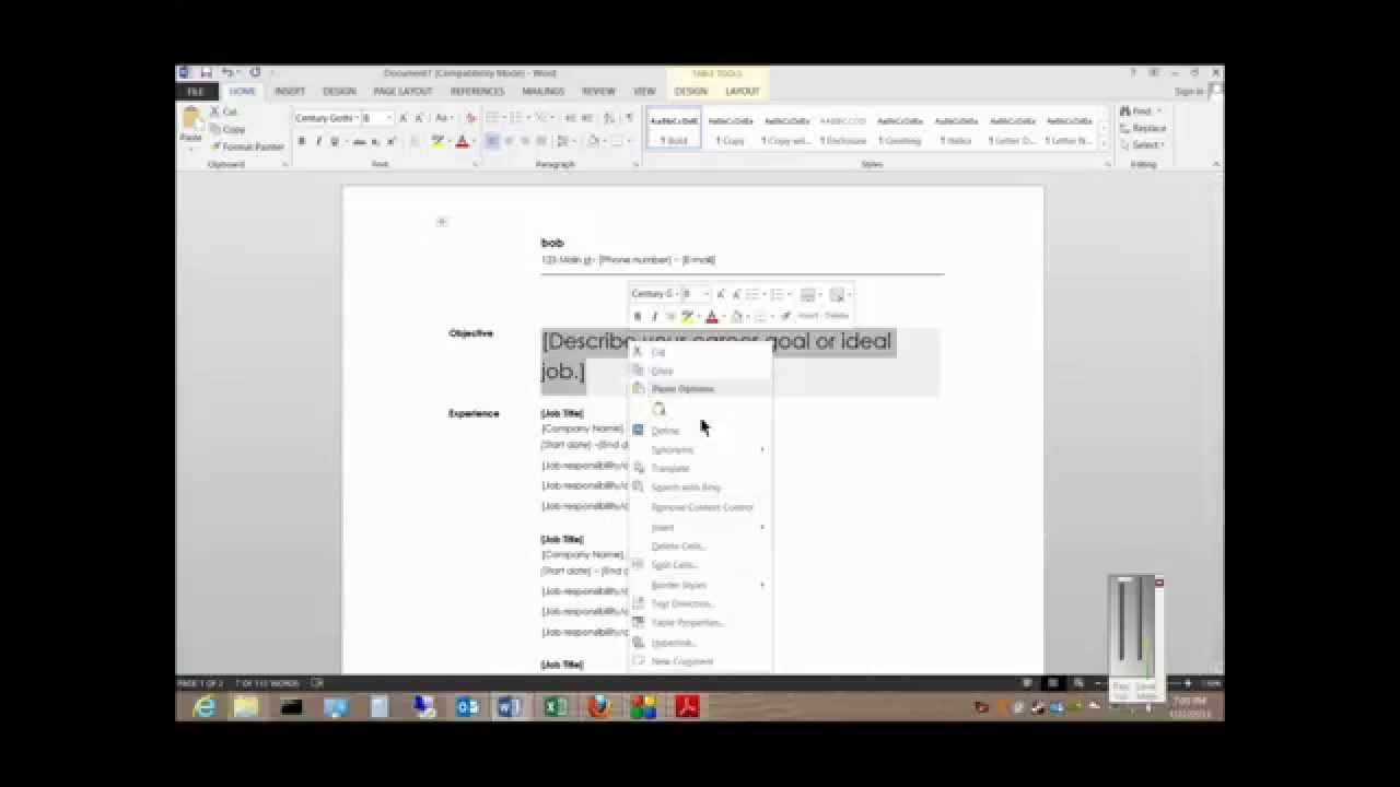 How To Create A Resume From A Free Template In Microsoft Word 2013 With How To Create A Template In Word 2013