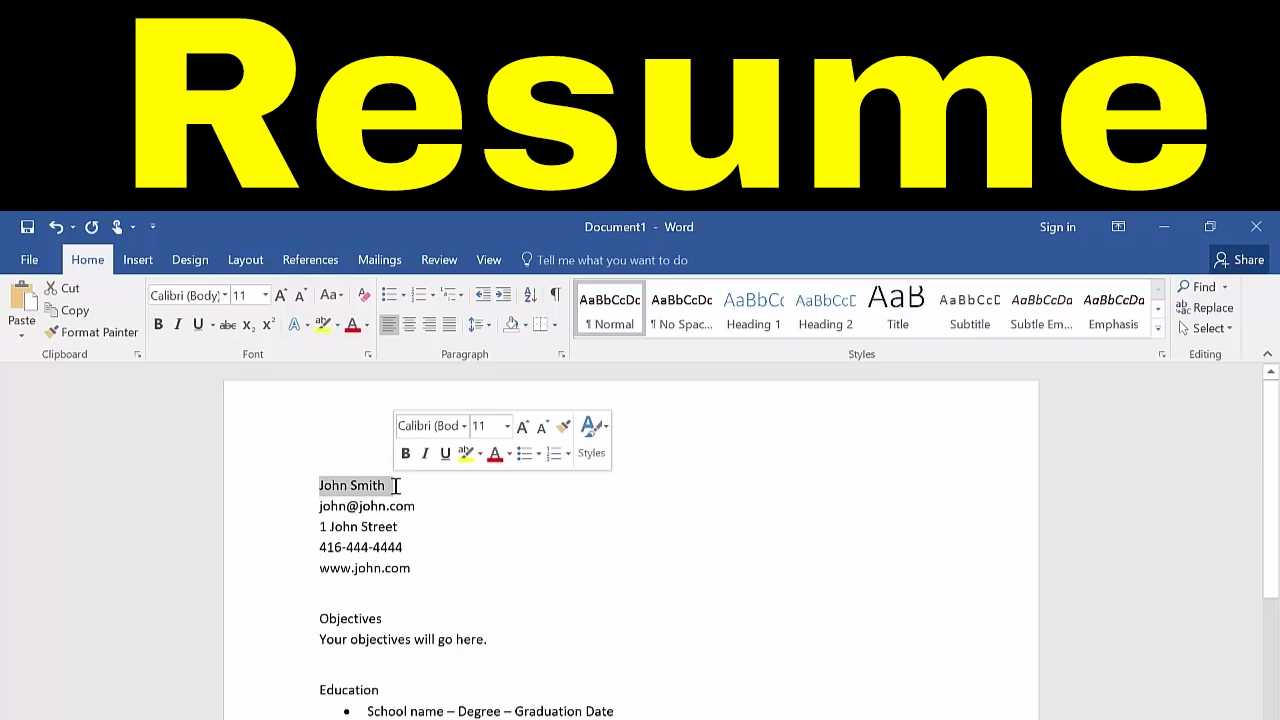 How To Create A Resume In Microsoft Word Tutorial With Regard To How To Create A Cv Template In Word