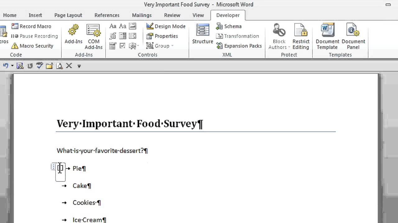 How To Create A Survey With Radio Buttons In Microsoft Word : Office  Software Help For Poll Template For Word