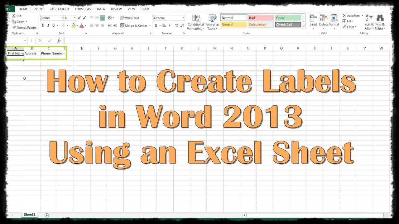 How To Create Labels In Word 2013 Using An Excel Sheet For Microsoft Word Sticker Label Template