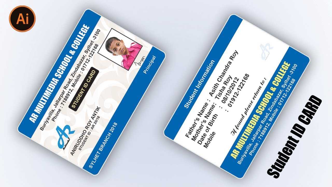 How To Create Student Id Card Design In Illustrator Cc 2018|School Id Card  Design In Illustrator Cc Throughout Id Card Template Ai