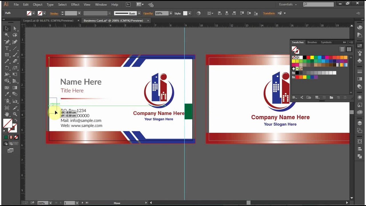 How To Design A Double Sided Business Card In Adobe Illustrator Cc, Cs6, Cs5 Pertaining To Double Sided Business Card Template Illustrator