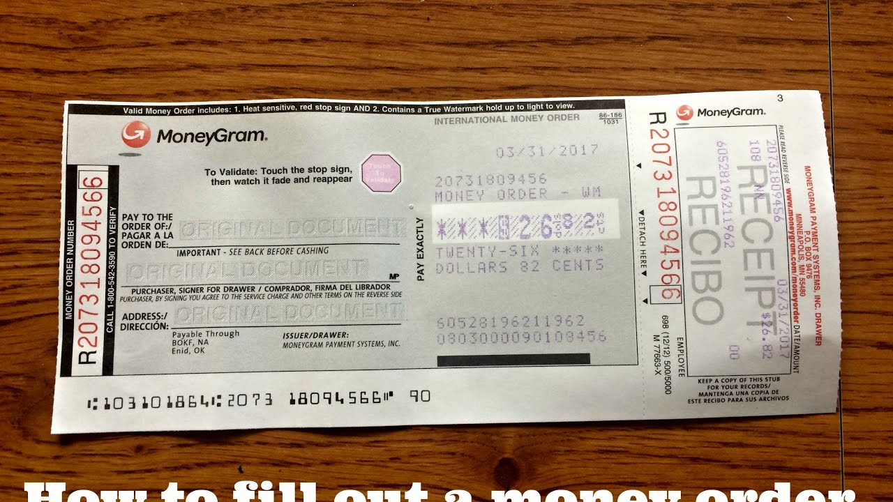 How To Fill Out A Walmart Money Order (Money Gram) With Blank Money Order Template