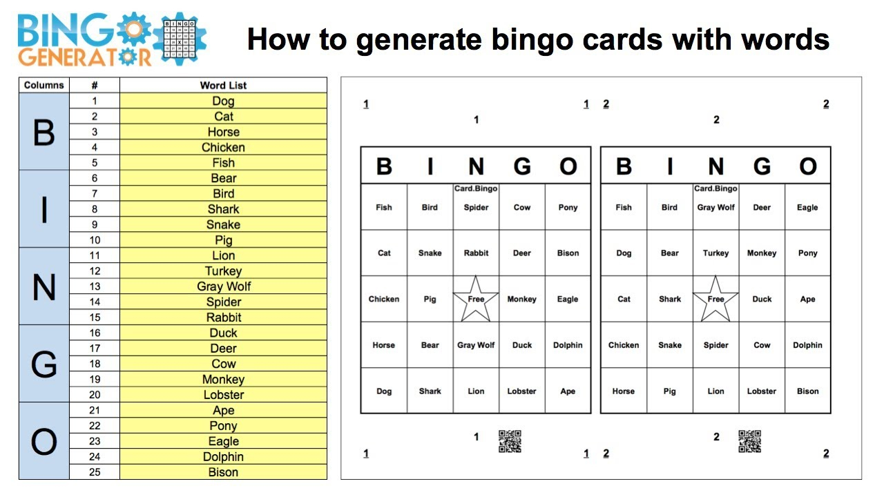 How To Generate Bingo Cards With A List Of Words Within Blank Bingo Card Template Microsoft Word