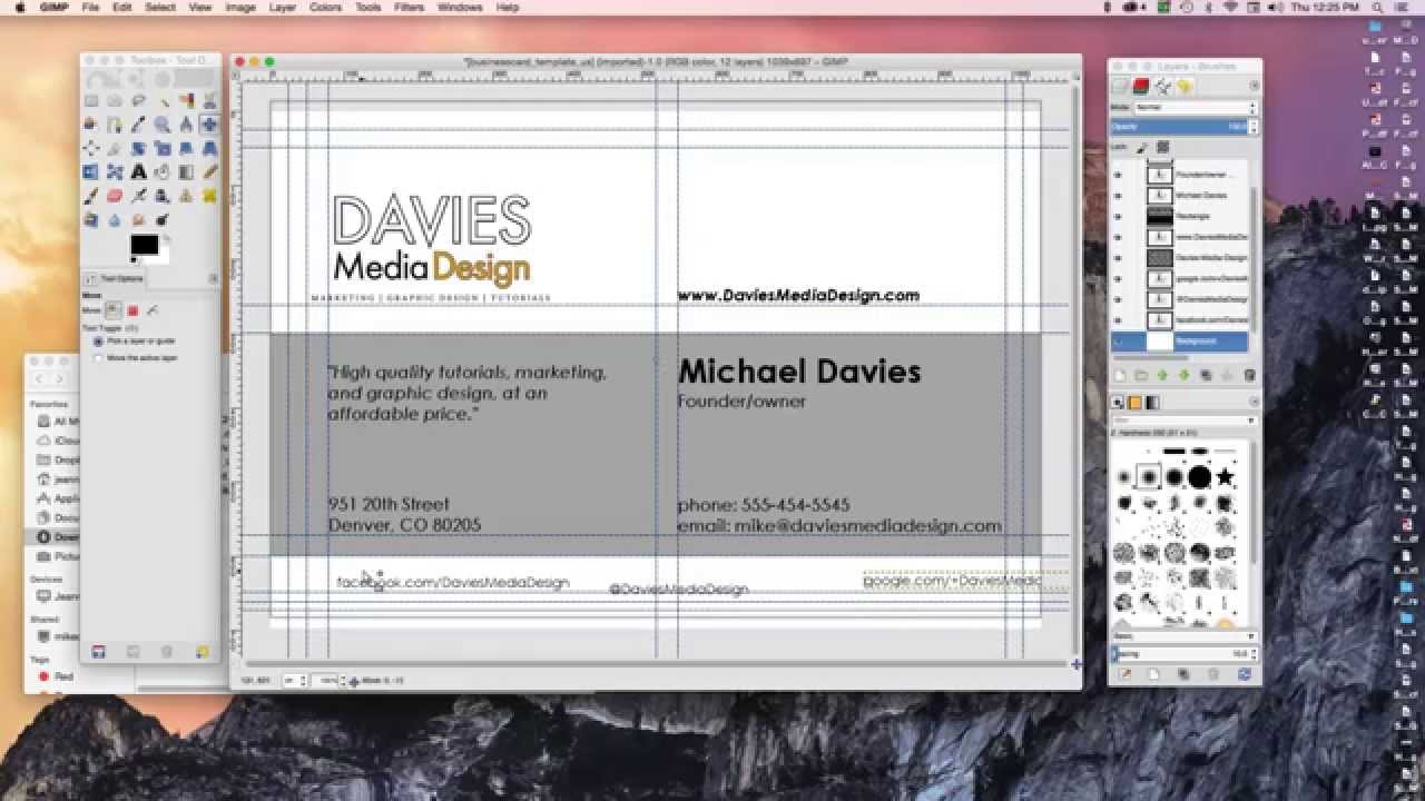 How To Make A Business Card In Gimp 2.8 Inside Gimp Business Card Template