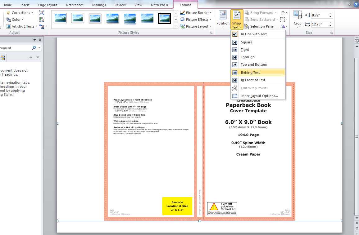 How To Make A Full Print Book Cover In Microsoft Word For Within How To Create A Book Template In Word