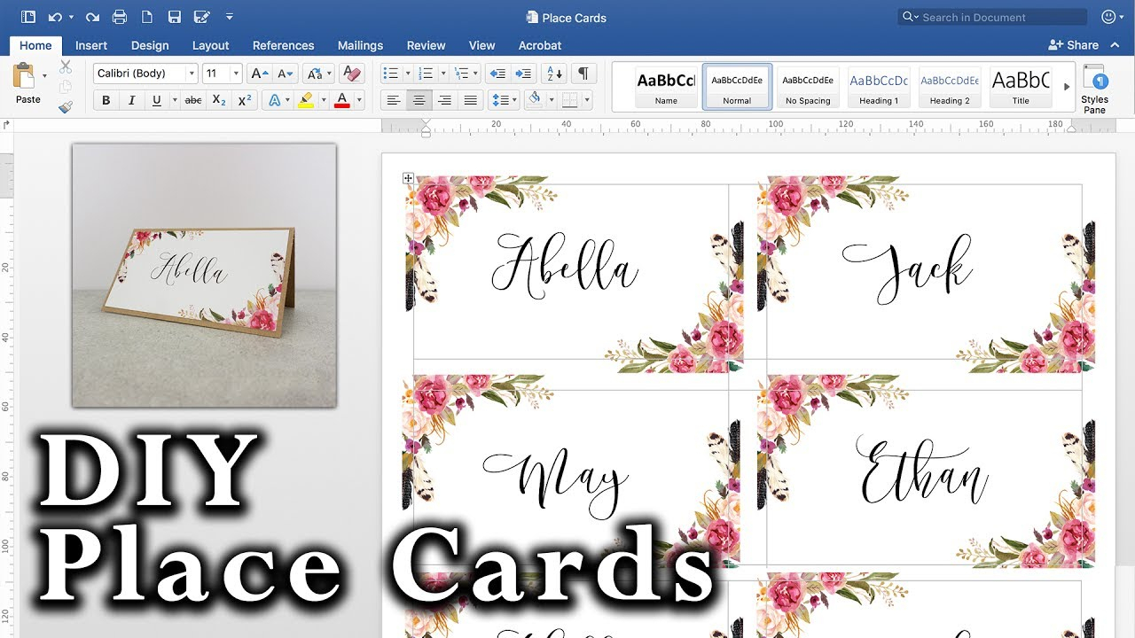 How To Make Diy Place Cards With Mail Merge In Ms Word And Adobe Illustrator Intended For Wedding Place Card Template Free Word