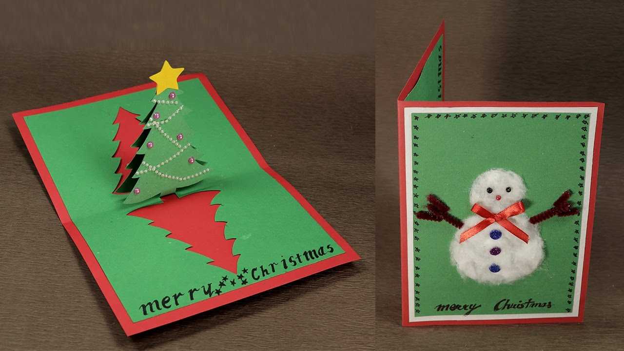 How To Make Diy Pop Up Christmas Card With Tree And Snowman With Regard To Diy Christmas Card Templates