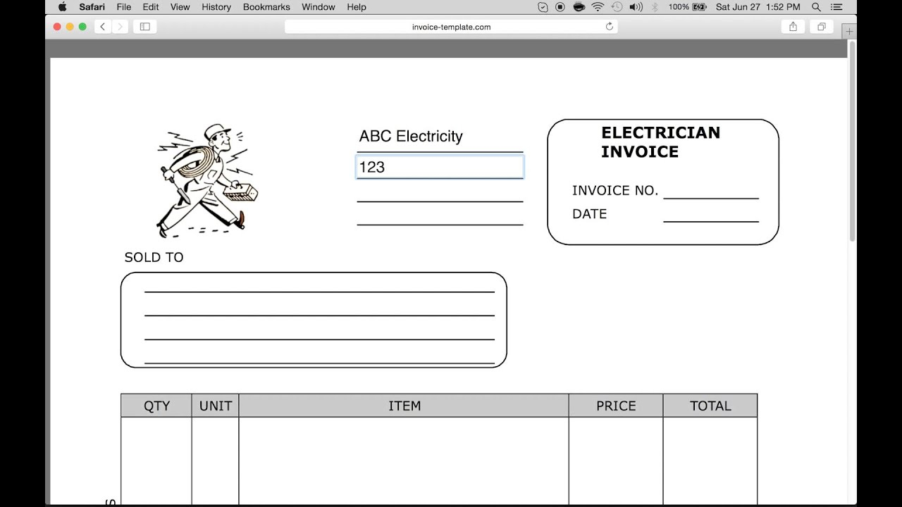 How To Make Electrician Invoice | Excel | Word | Pdf With Invoice Template Word 2010