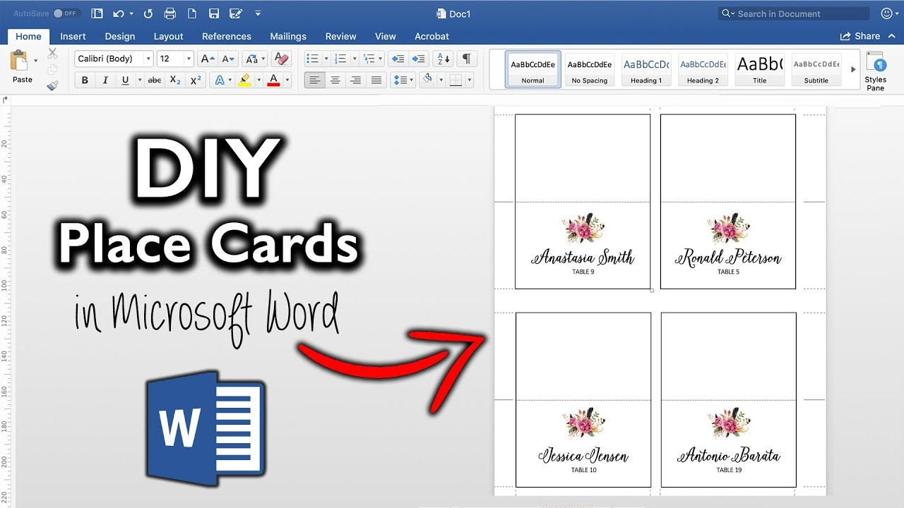 How To Make Place Cards In Microsoft Word | Diy Table Cards With Template Regarding Table Reservation Card Template