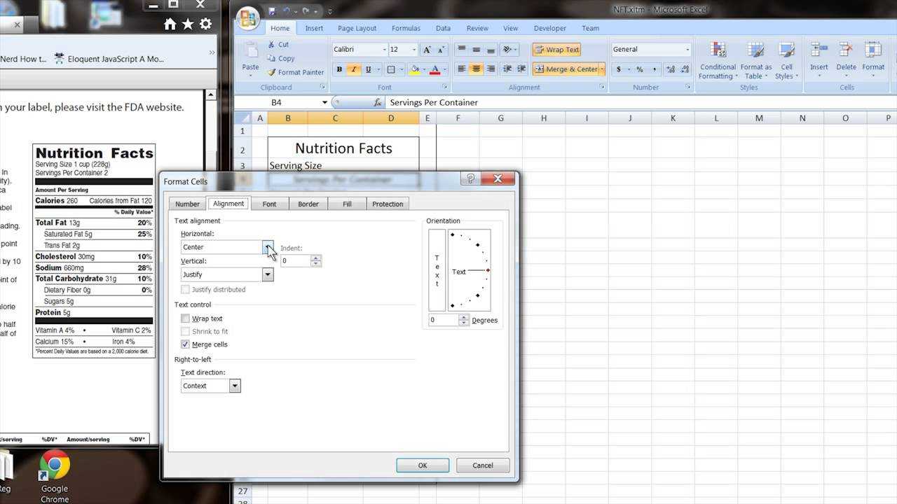 How To Make Your Own Excel Template For Nutrition Facts : Computer Tips For Nutrition Label Template Word