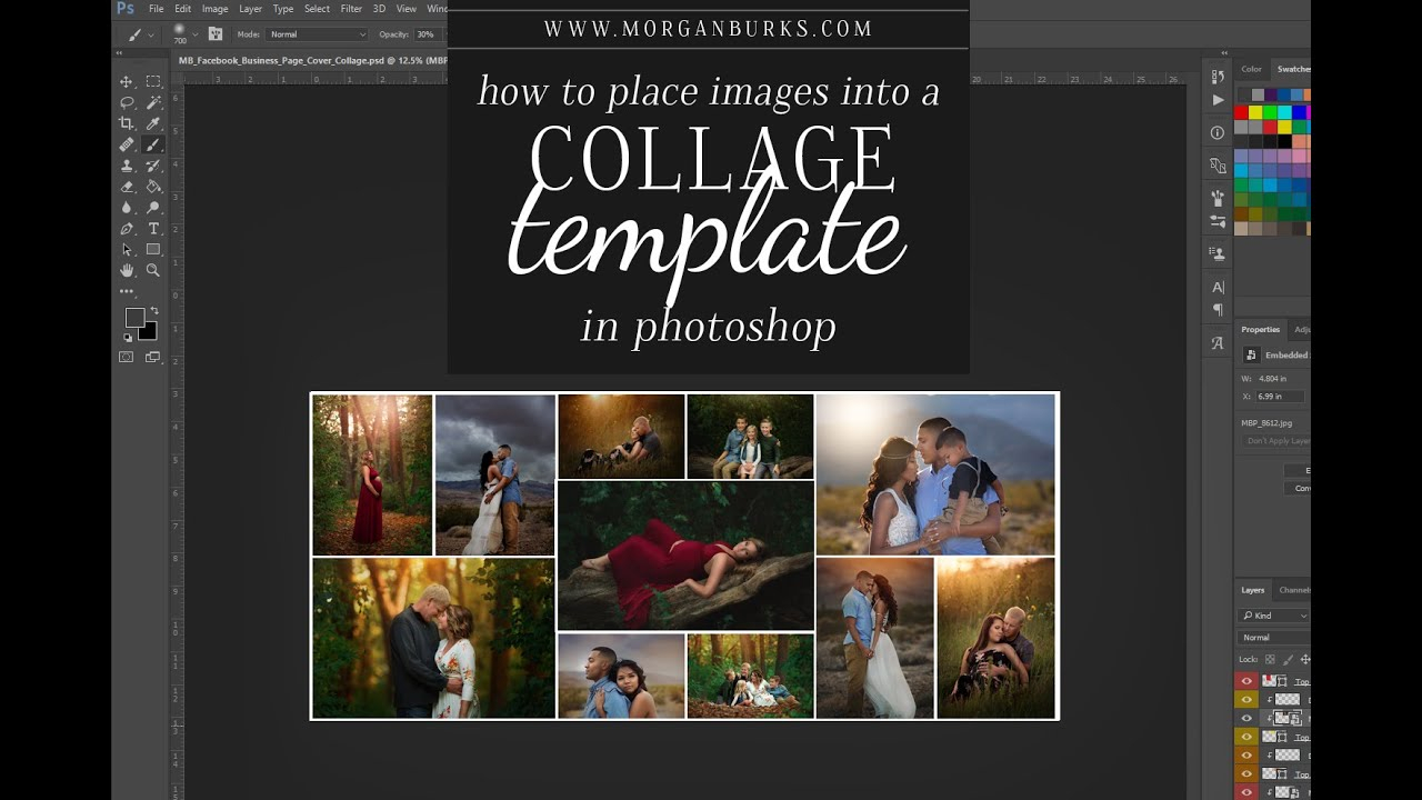How To Place Images Into A Photoshop Collage Template In Photoshop Facebook Banner Template