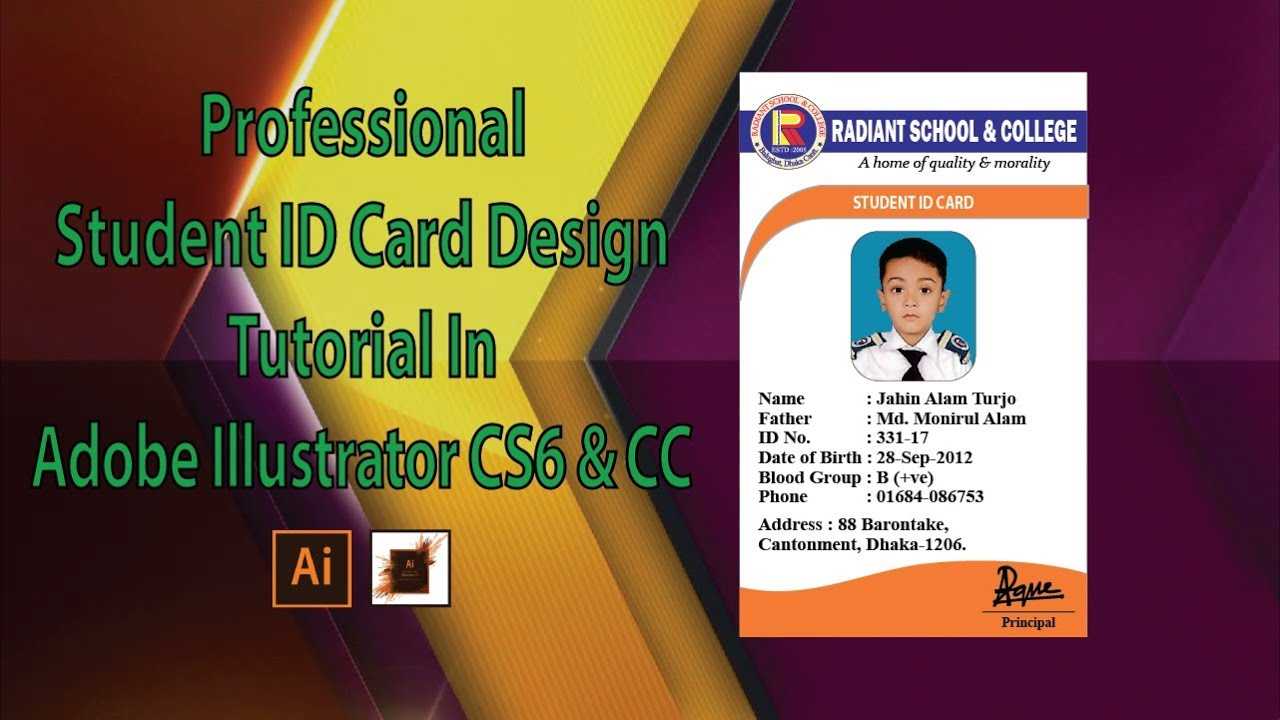 How To Professional Student Id Card Design Tutorial In Adobe Illustrator  Cs6 & Cc For High School Id Card Template