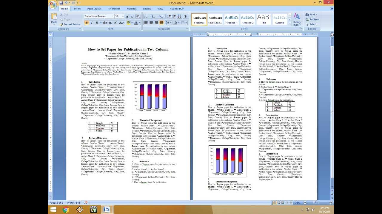 How To Set Two Column Paper For Publication For Double Entry Journal Template For Word