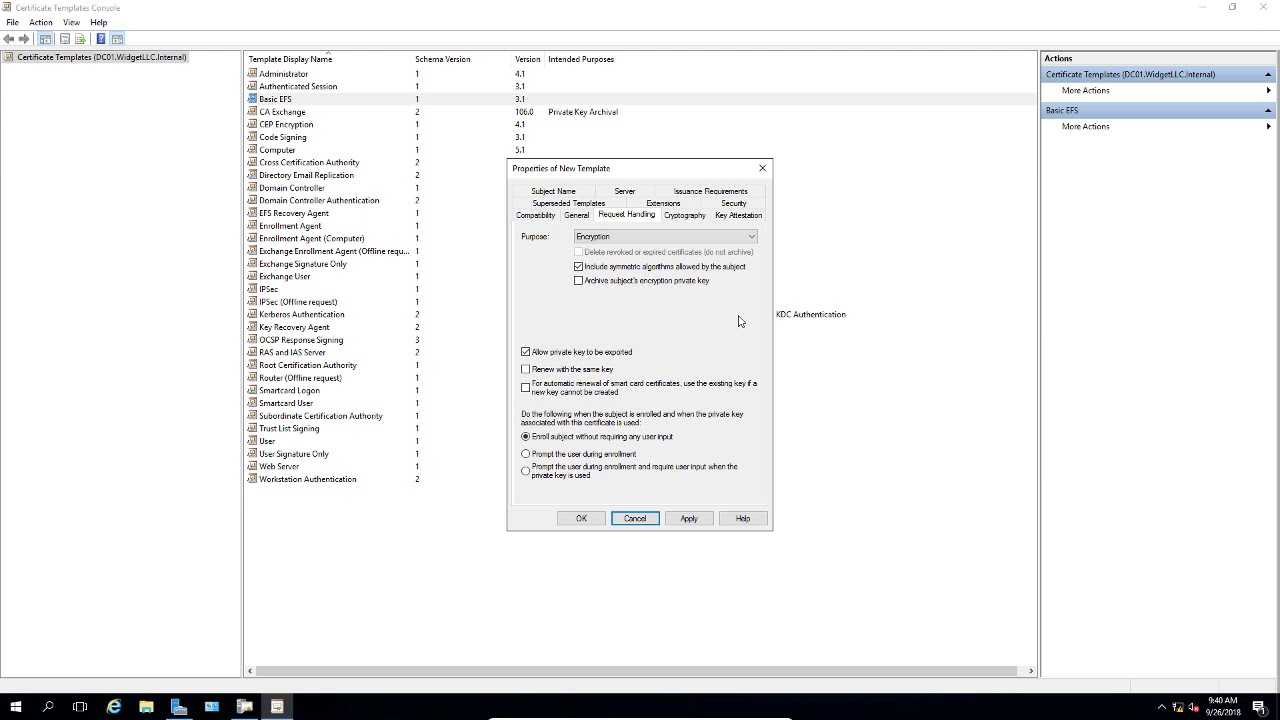 How To Setup Efs Auto Enrolled Certificate In Windows Ad Server 2016 Inside Domain Controller Certificate Template