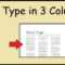 How To Type In 3 Columns Word inside 3 Column Word Template