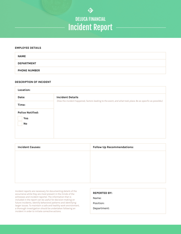 Computer Incident Report Template