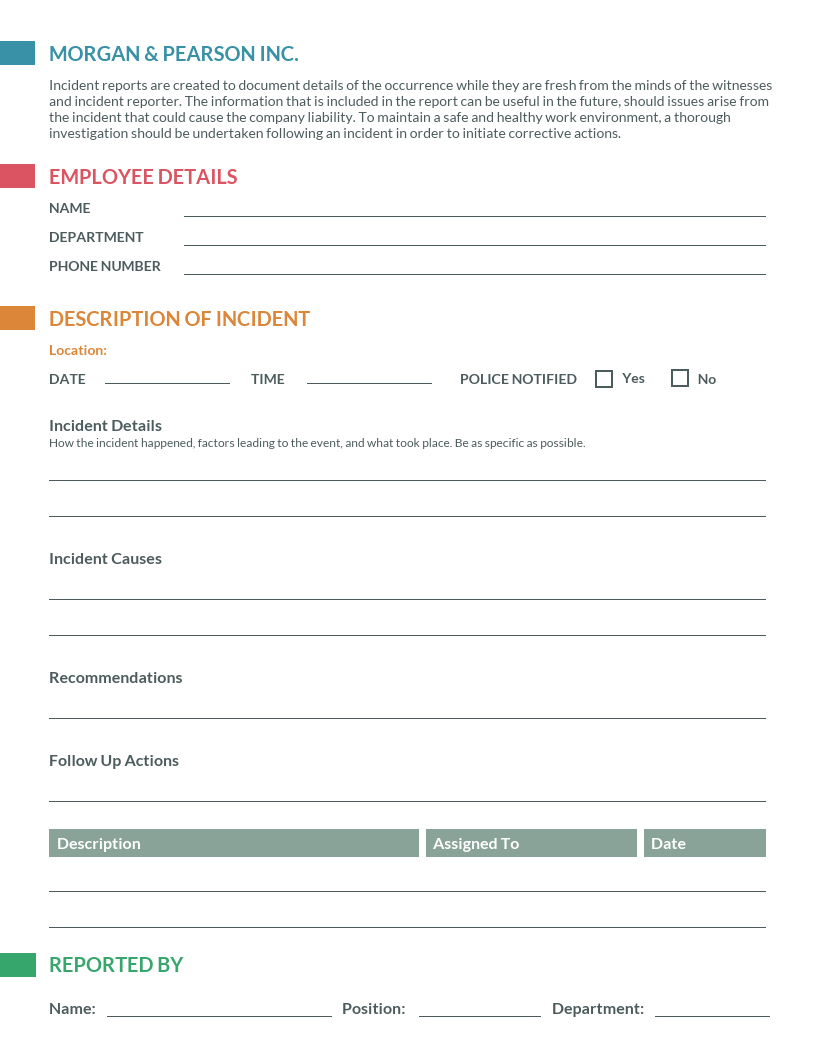 How To Write An Effective Incident Report [Examples + Inside First Aid Incident Report Form Template