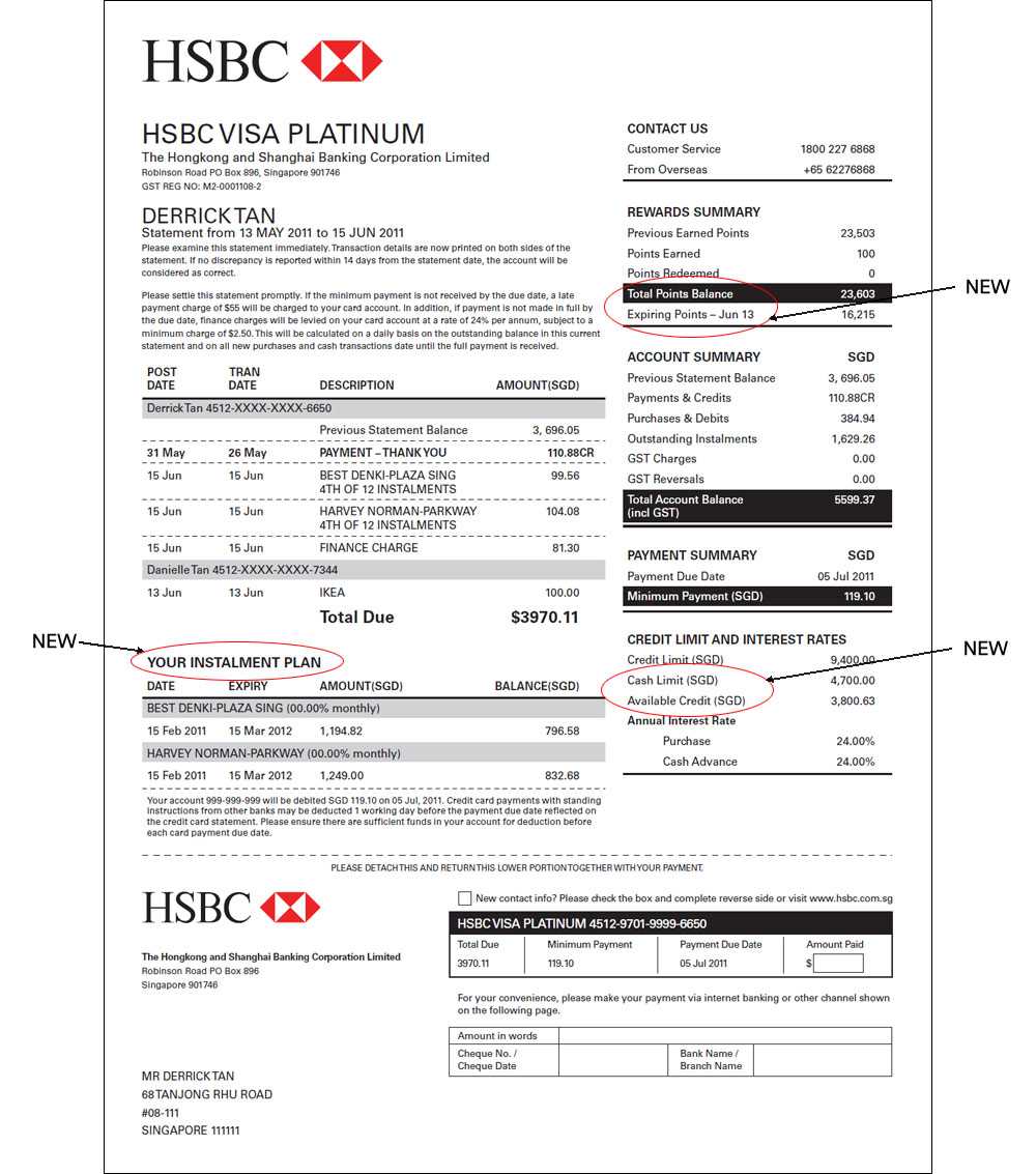 Hsbc Credit Cards | Hsbc In Singapore Inside Credit Card Statement Template