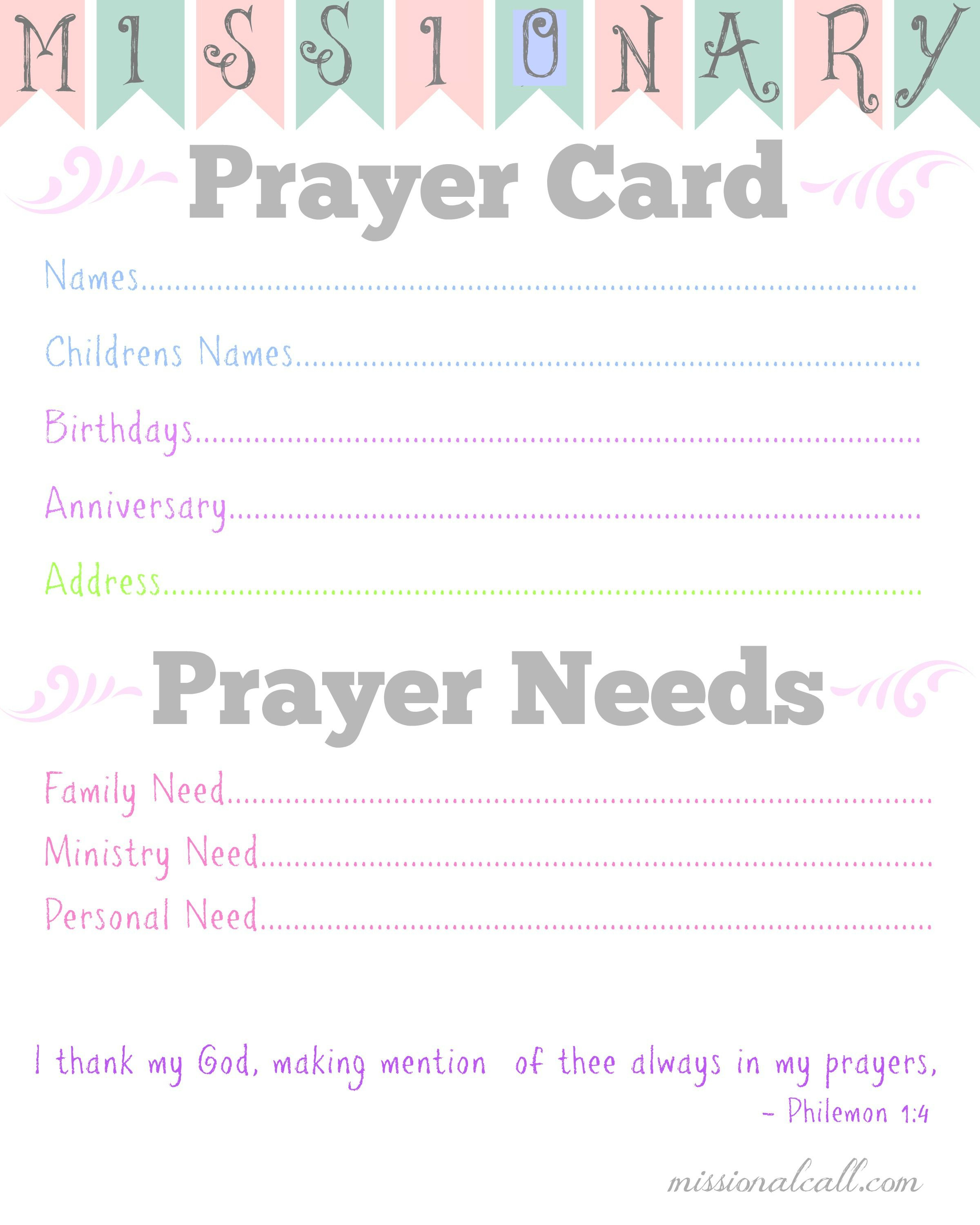 I Love This!!! A Missionary #prayer Card Free Printable To Within Prayer Card Template For Word