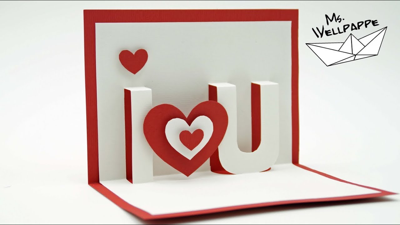 I Love You – Valentine`s Day Pop Up Cards – Paper Craft Tutorial – Diy Regarding I Love You Pop Up Card Template