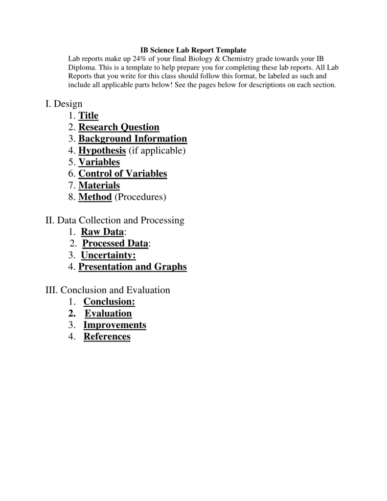 Ib Biology Lab Report Template In Science Lab Report Template