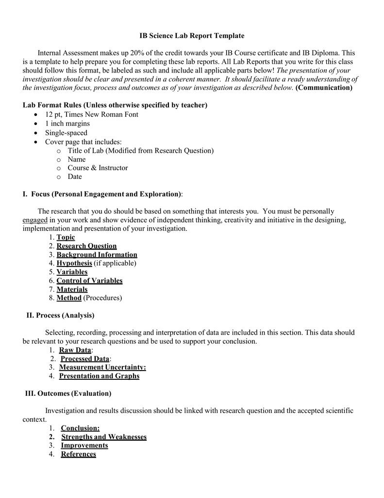 Ib Lab Report Template Ib Science Lab Report Template 2016 Throughout Ib Lab Report Template