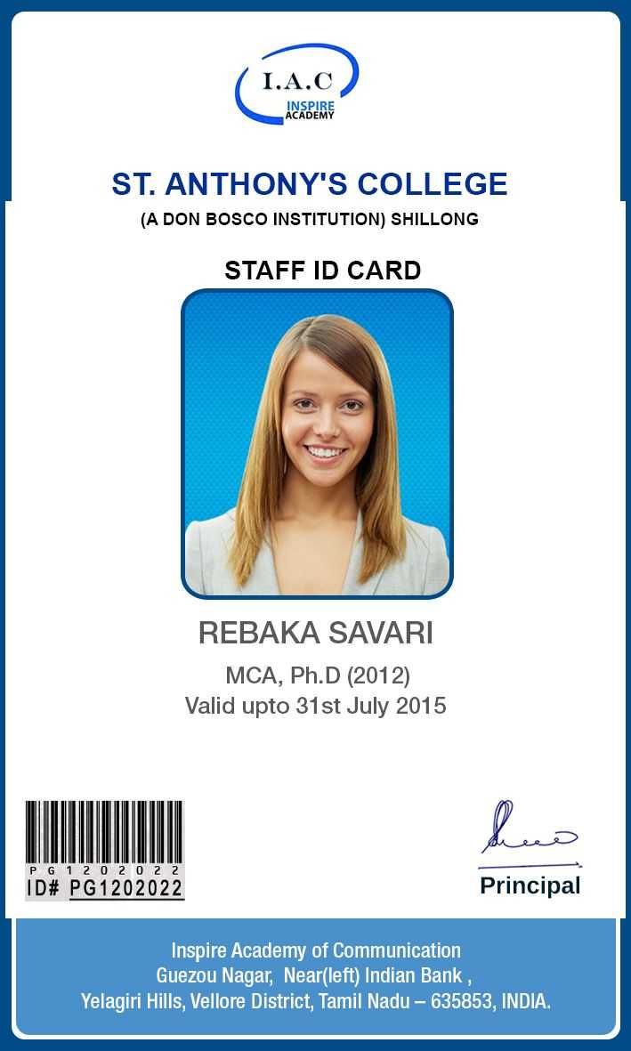 Id Card Designs | Identity Card Design, Id Card Template For Teacher Id Card Template