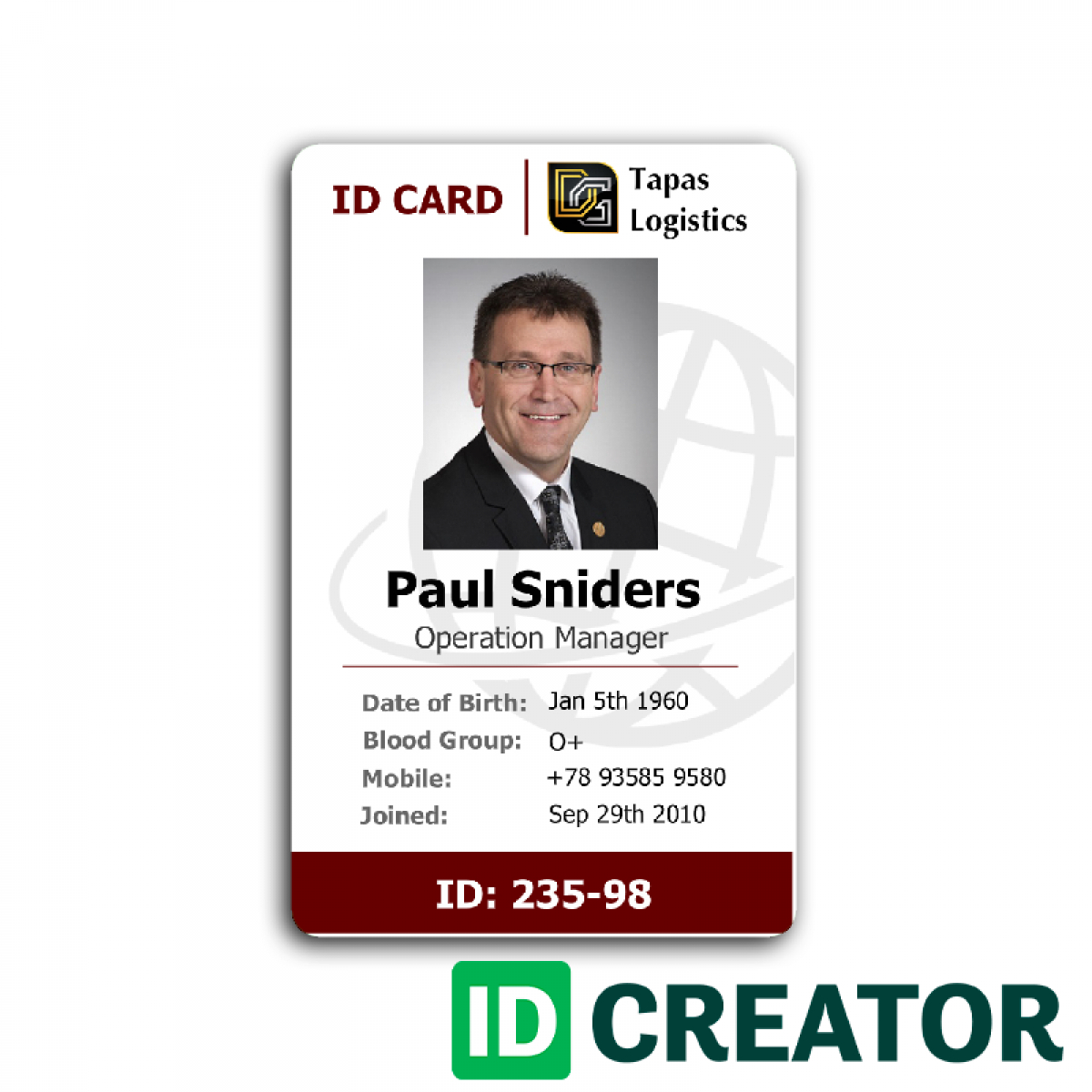 Id Card Template Recent Visualize 1 Front Of Id Employee 232 Within Employee Card Template Word