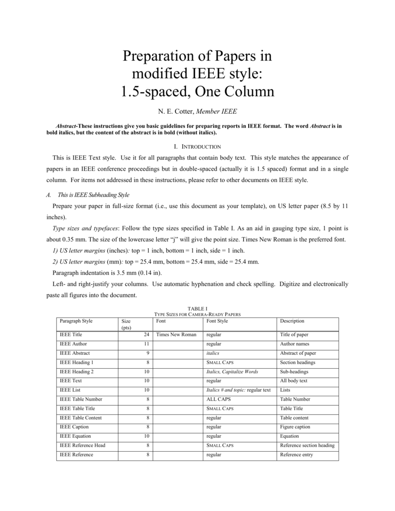 Ieee Format Modified For Single Column, Double Inside Template For Ieee Paper Format In Word