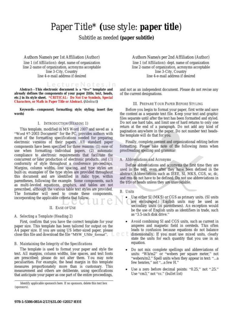 Ieee Paper Sample Format In Ieee Template Word 2007 CUMED ORG