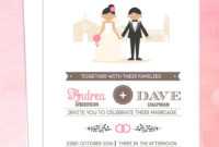 Illustrated Couple In Front Of Church Wedding Invitation regarding Church Wedding Invitation Card Template