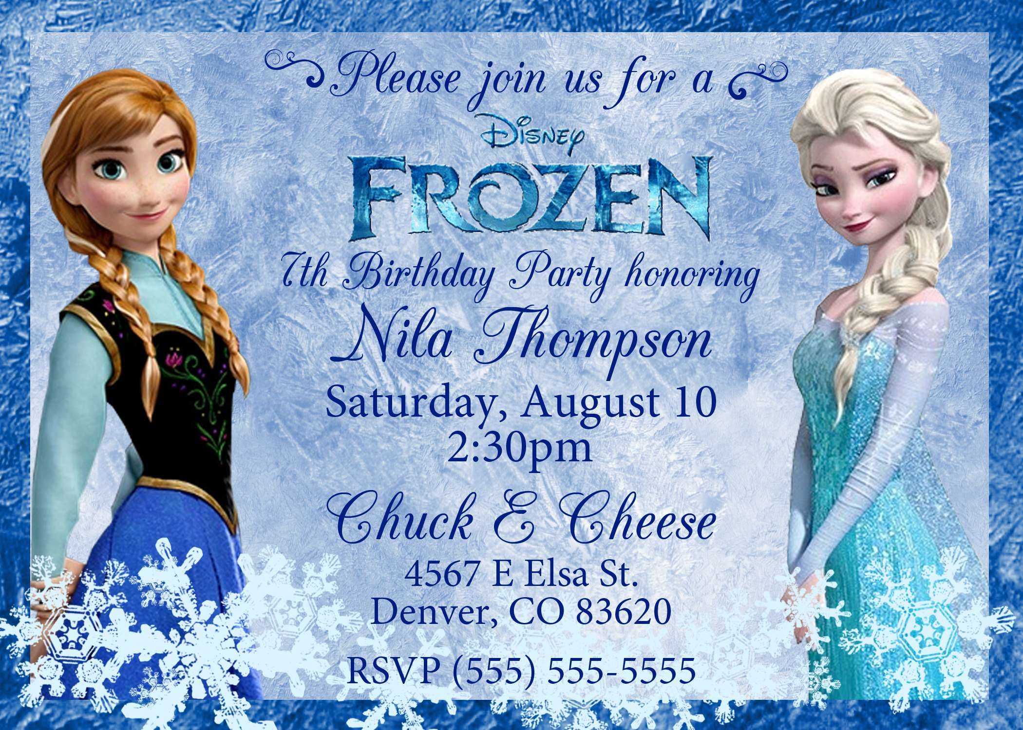 Image For Frozen Birthday Invitations Templates | Frozen Within Frozen Birthday Card Template