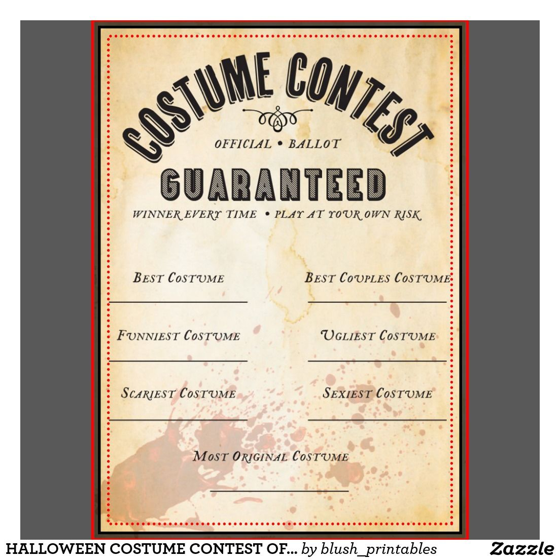 Image Result For Costume Contest Ballot Template | Party Intended For Halloween Costume Certificate Template