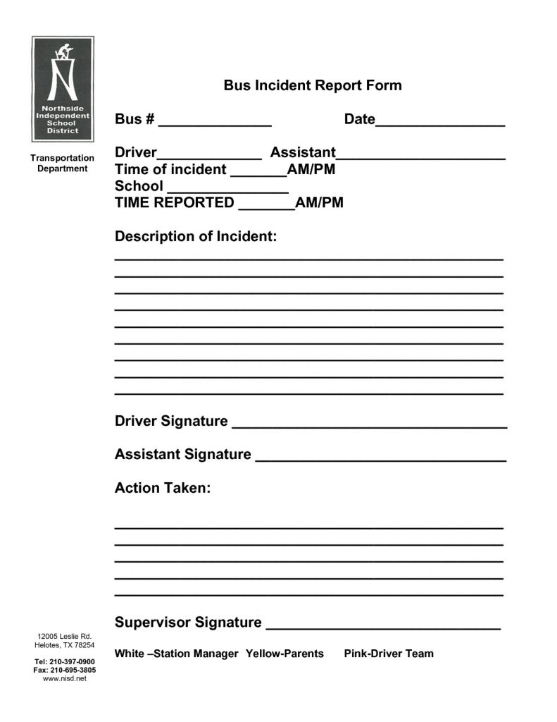 Impressive Accident Reporting Form Template Ideas School Intended For School Incident Report Template
