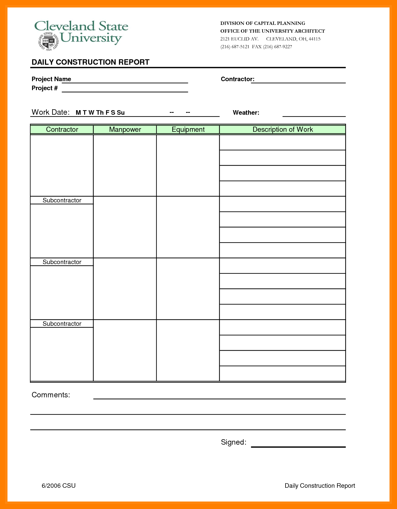 Impressive Construction Daily Report Template Ideas Sample For Free Construction Daily Report Template