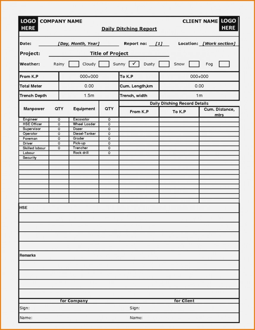 Impressive Construction Daily Report Template Ideas Sample Within Superintendent Daily Report Template