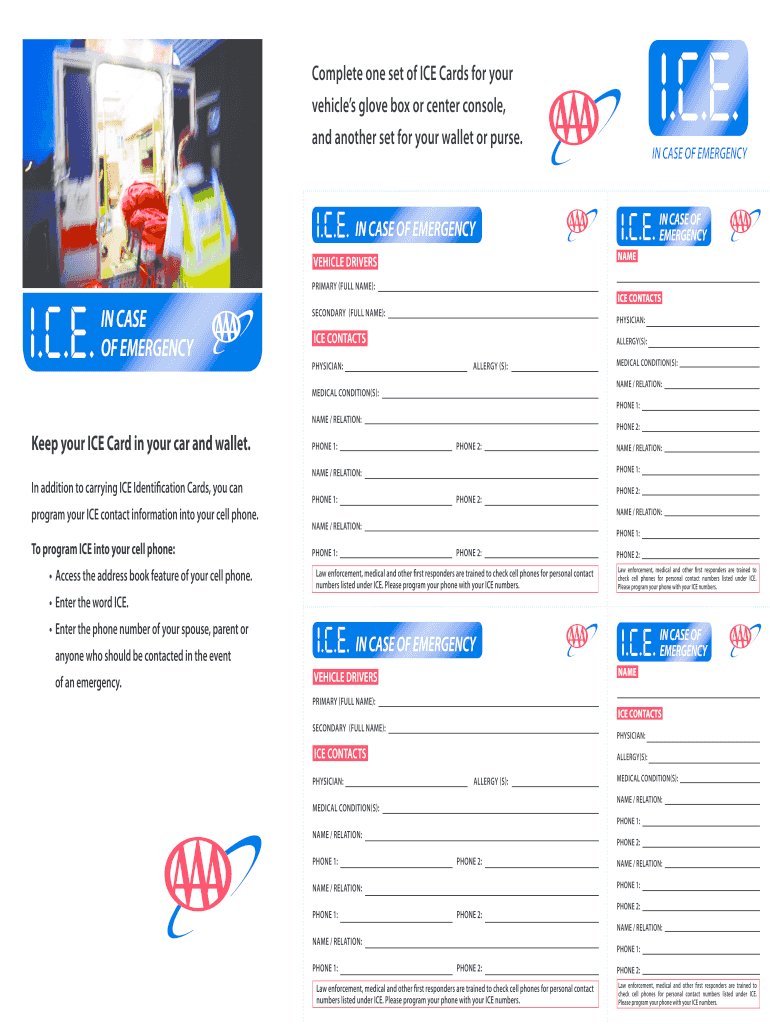 In Case Of Emergency Card Printable - Fill Online, Printable Pertaining To In Case Of Emergency Card Template