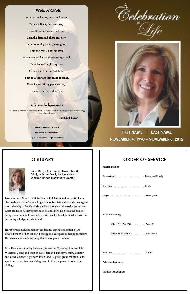 In Memoriam Cards Template | Brainmaxx Within Remembrance Cards Template Free