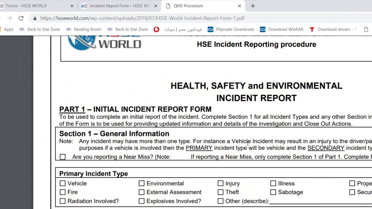 Incident Report Form – Hsse World Regarding Hse Report Template