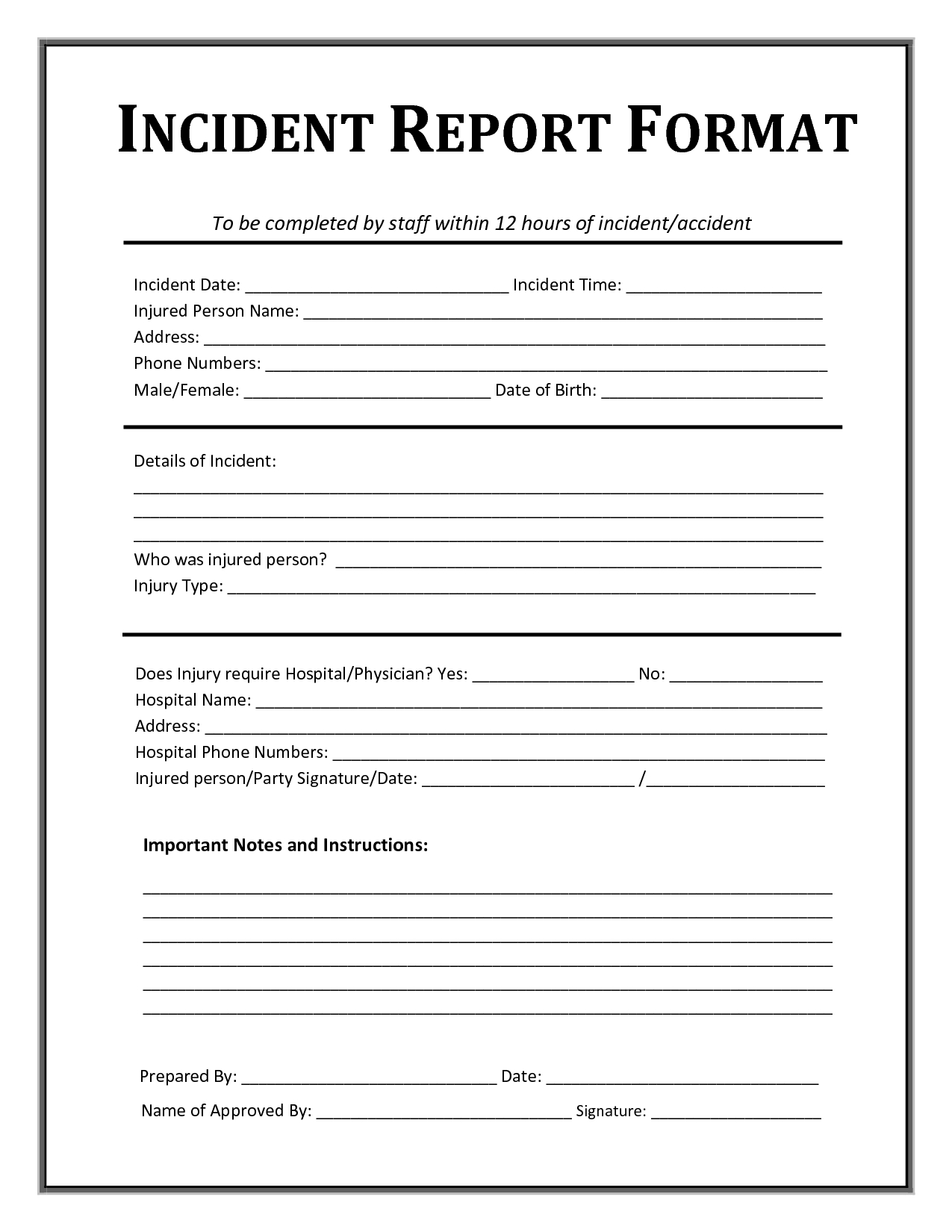 Incident Report Form Template | After School Sign In For Incident Report Template Itil