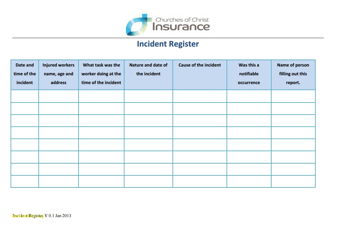 Incident Report Register Template – Atlantaauctionco Pertaining To Incident Report Register Template
