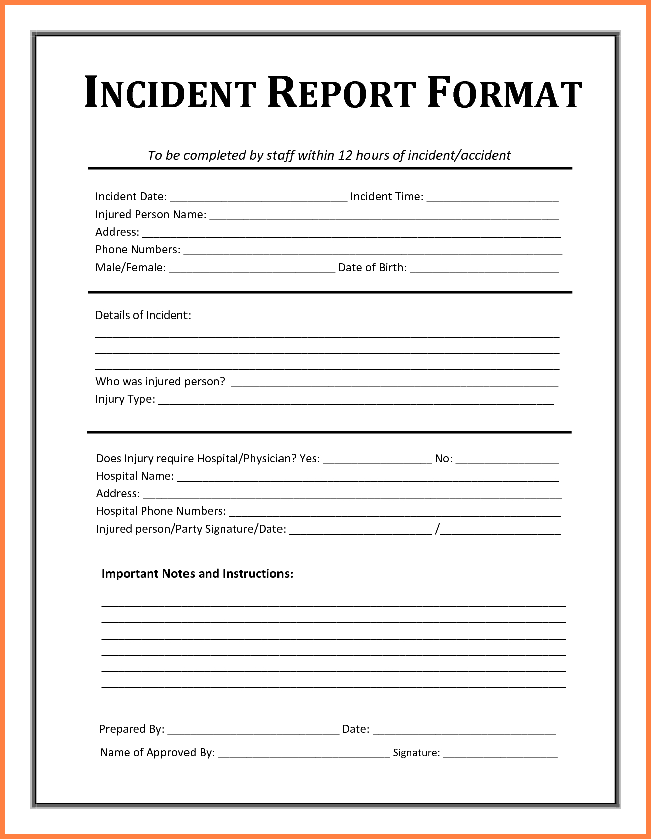 Incident Report Template – Free Incident Report Templates Within Accident Report Form Template Uk