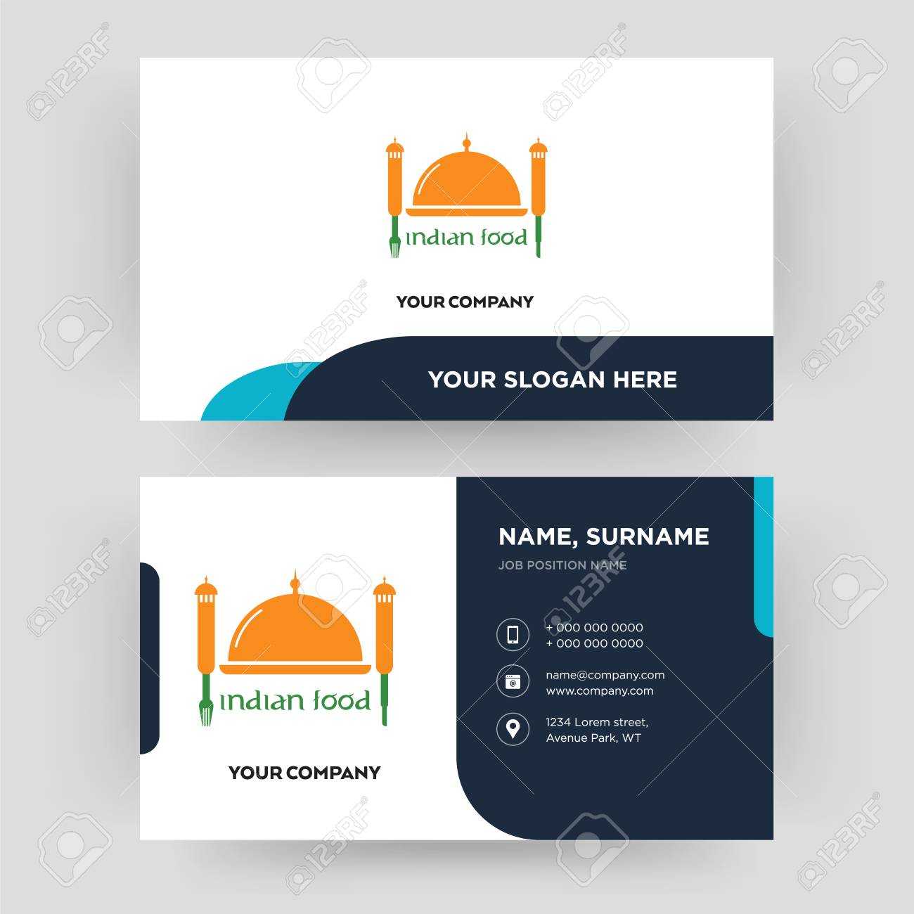 Indian Food, Business Card Design Template, Visiting For Your.. For Food Business Cards Templates Free