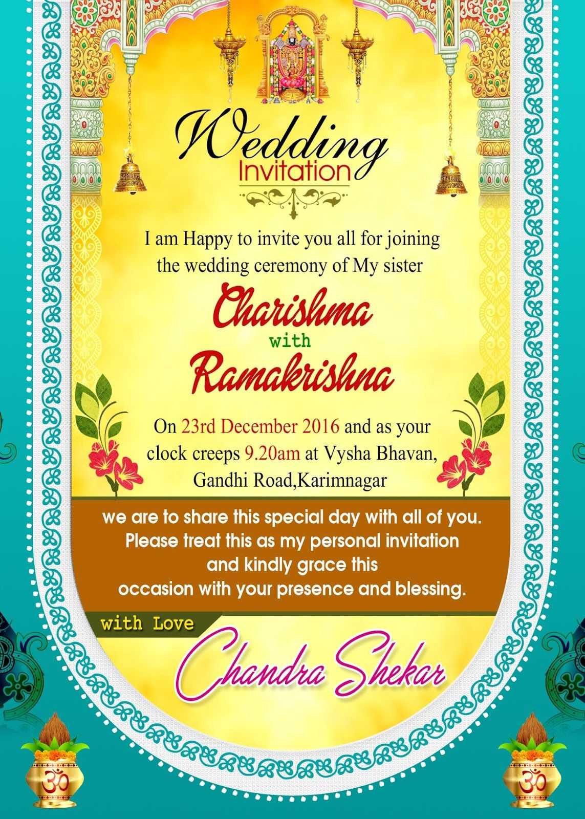 Indian Wedding Invitation Wordings Psd Template Free For For Indian Wedding Cards Design Templates