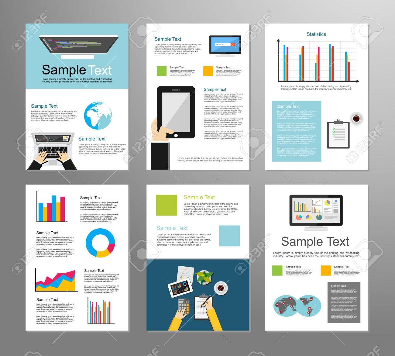 Information Technology Or Business Infographic Elements. It Background Within Technical Brochure Template