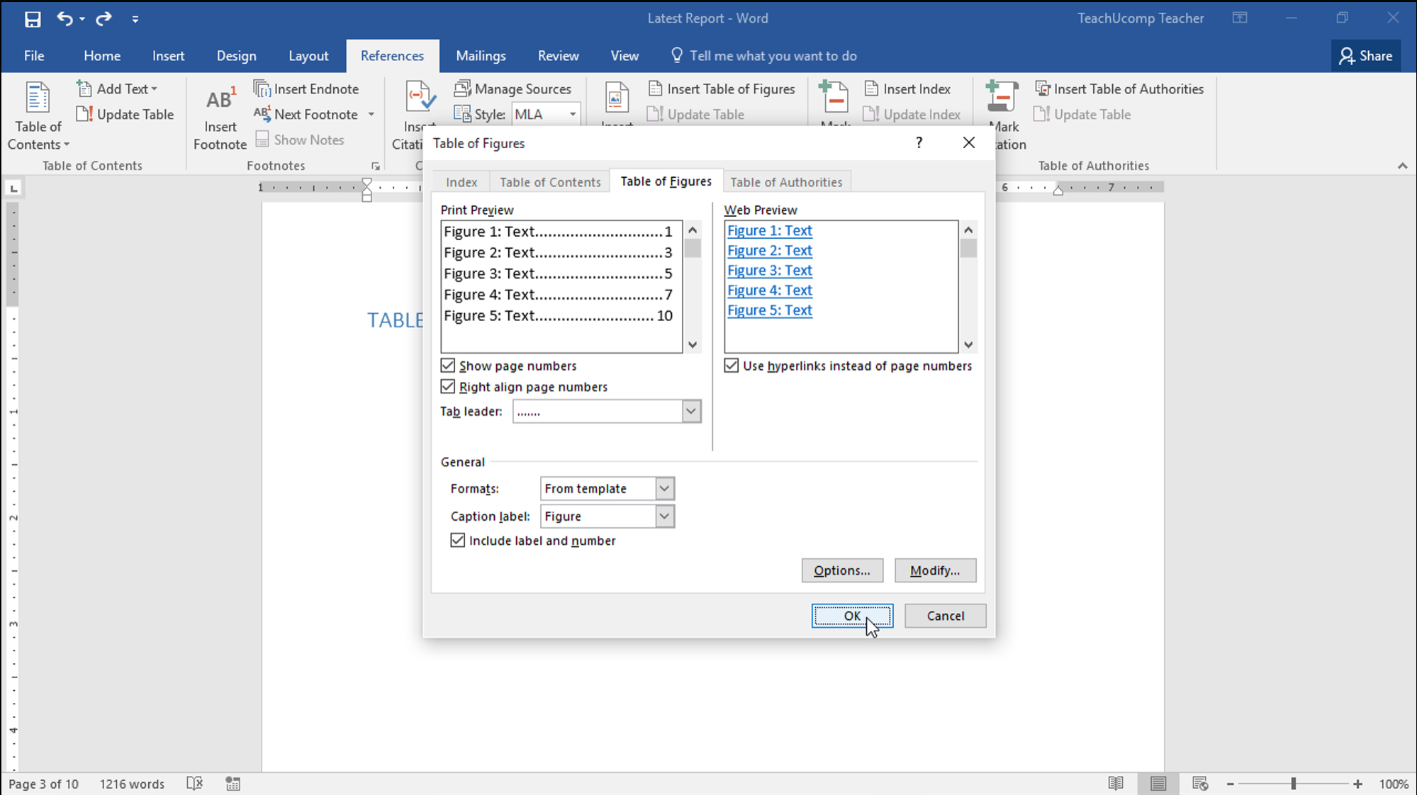 Insert A Table Of Figures In Word – Teachucomp, Inc. Pertaining To Microsoft Word Table Of Contents Template