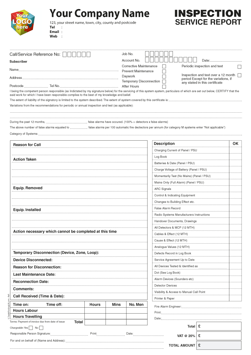 Inspection Service Report Template Artwork For Ncr Printed With Regard To Ncr Report Template