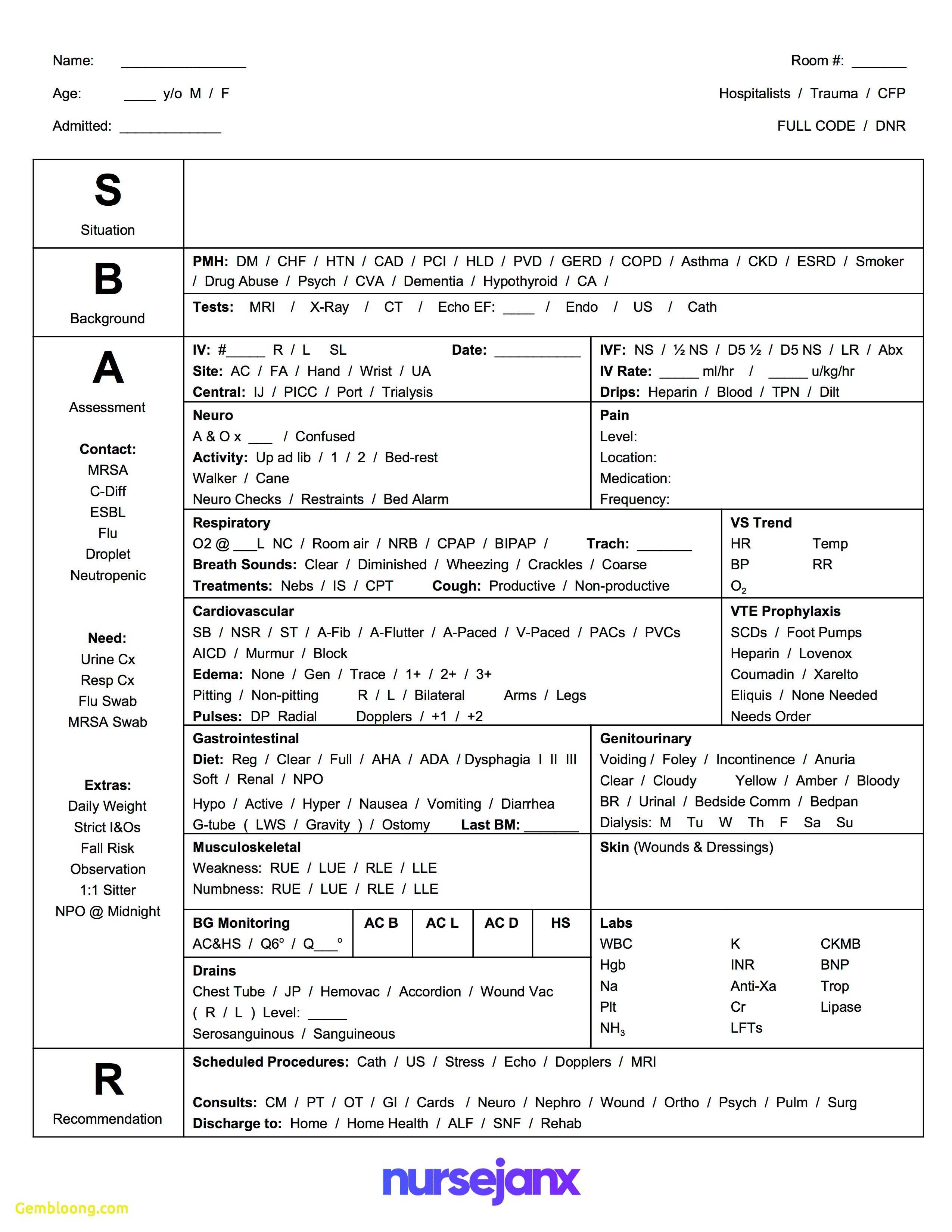 Inspirational Nursing Handoff Report Template | Best For Nursing Handoff Report Template